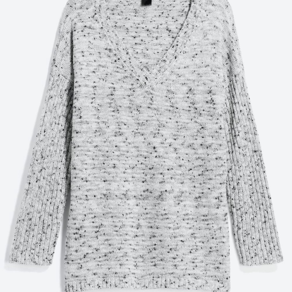 MADISON LILLY  Grady Marled Pullover in Light Grey, Size 1X